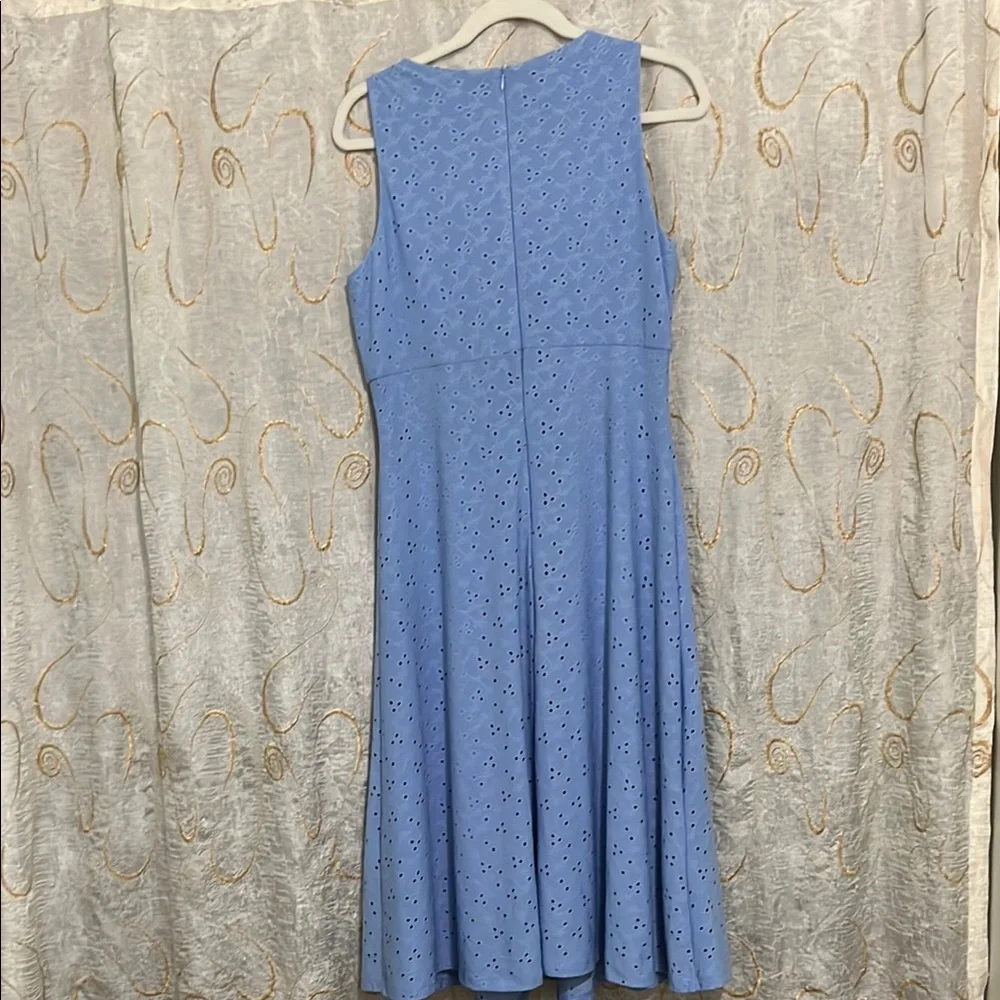 London Times Blue Crew Neck Sleeveless Midi Dress - Picture 5 of 9
